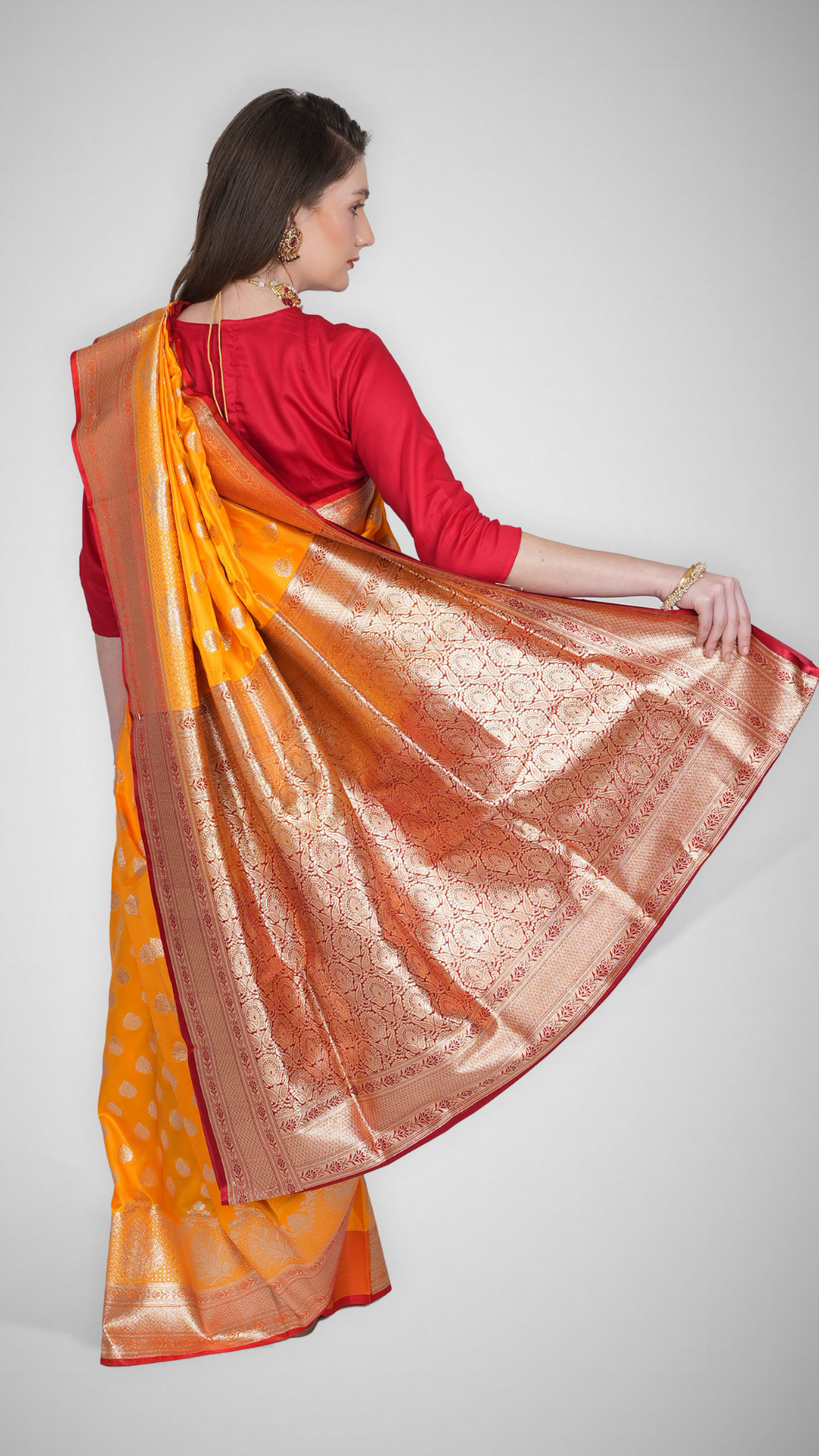 Svara – Sunlit Yellow Saree with Crimson Zari - Zahrat Saree