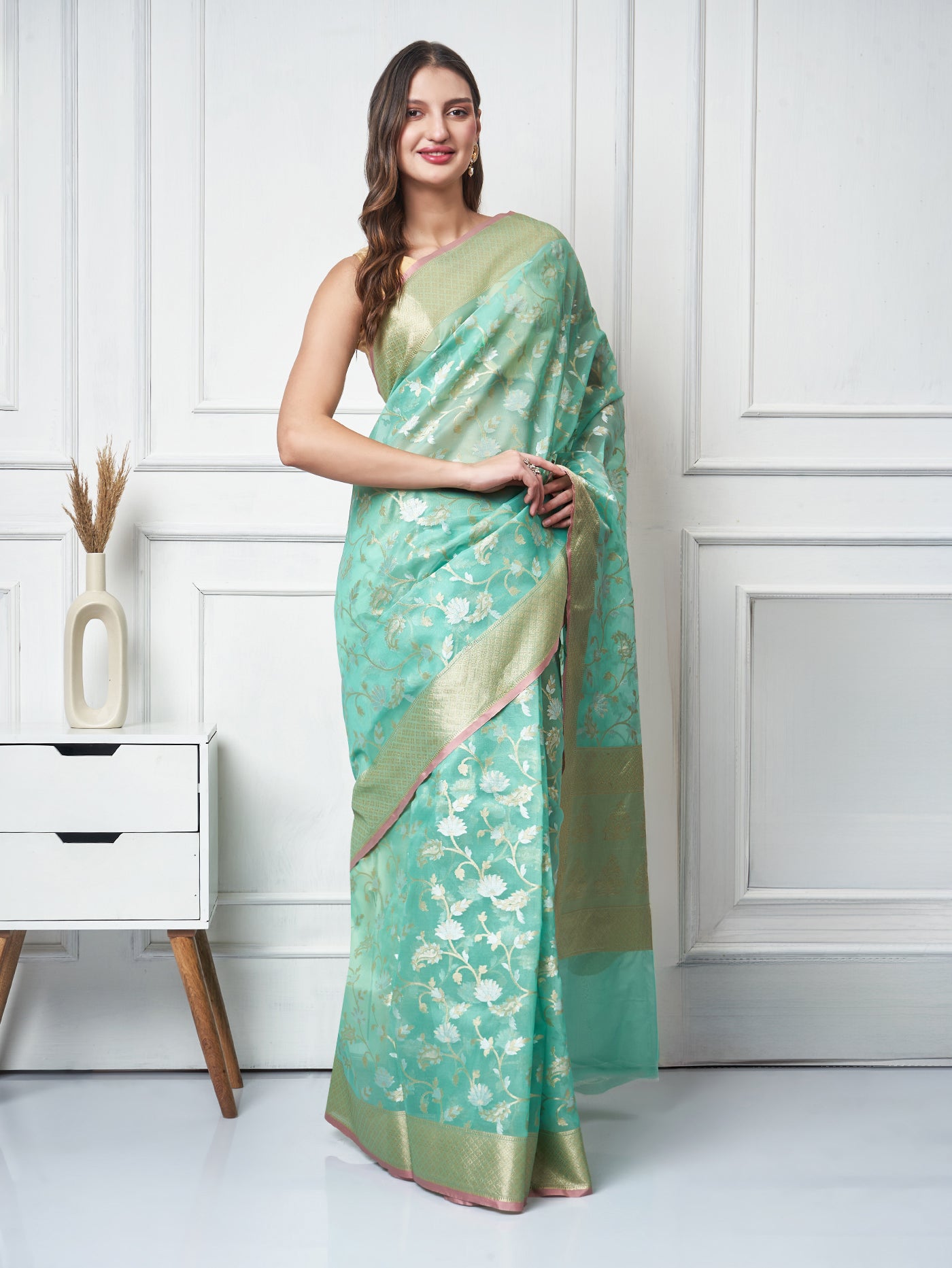 Mehrunissa — Mint Glow Saree - ZahratSaree