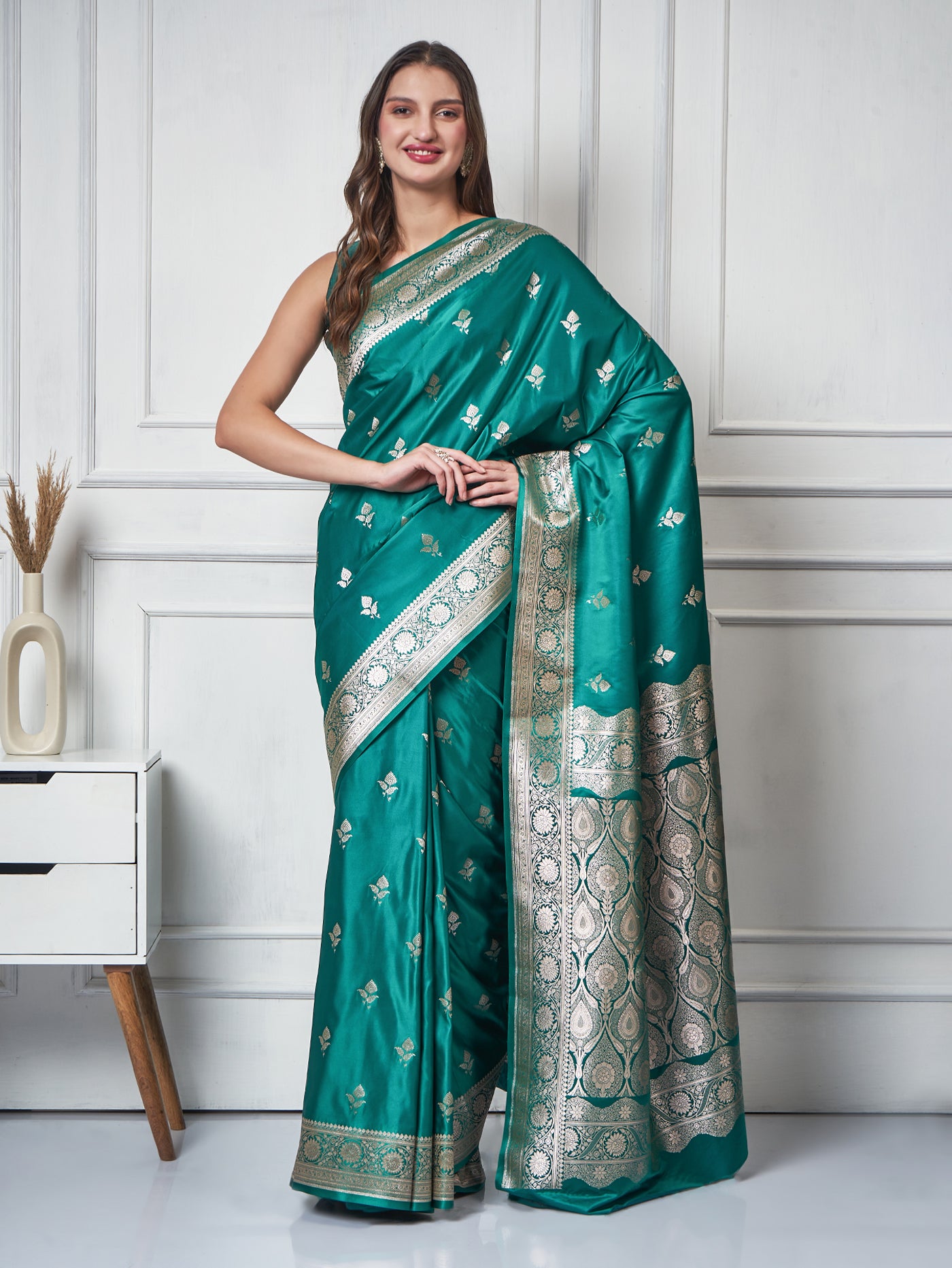 Mehr – Teal Gold Saree - ZahratSaree