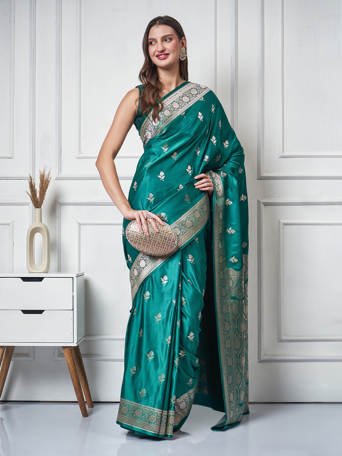 Mehr – Teal Gold Saree - ZahratSaree