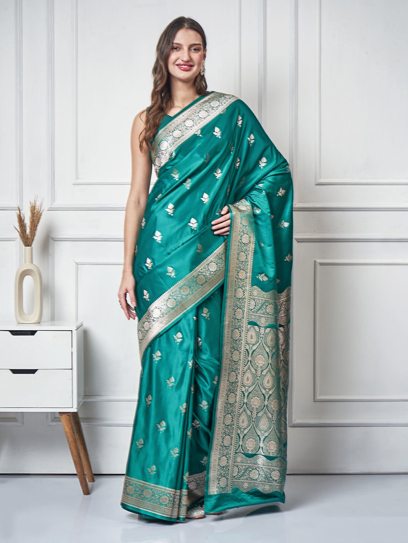 Mehr – Teal Gold Saree - ZahratSaree