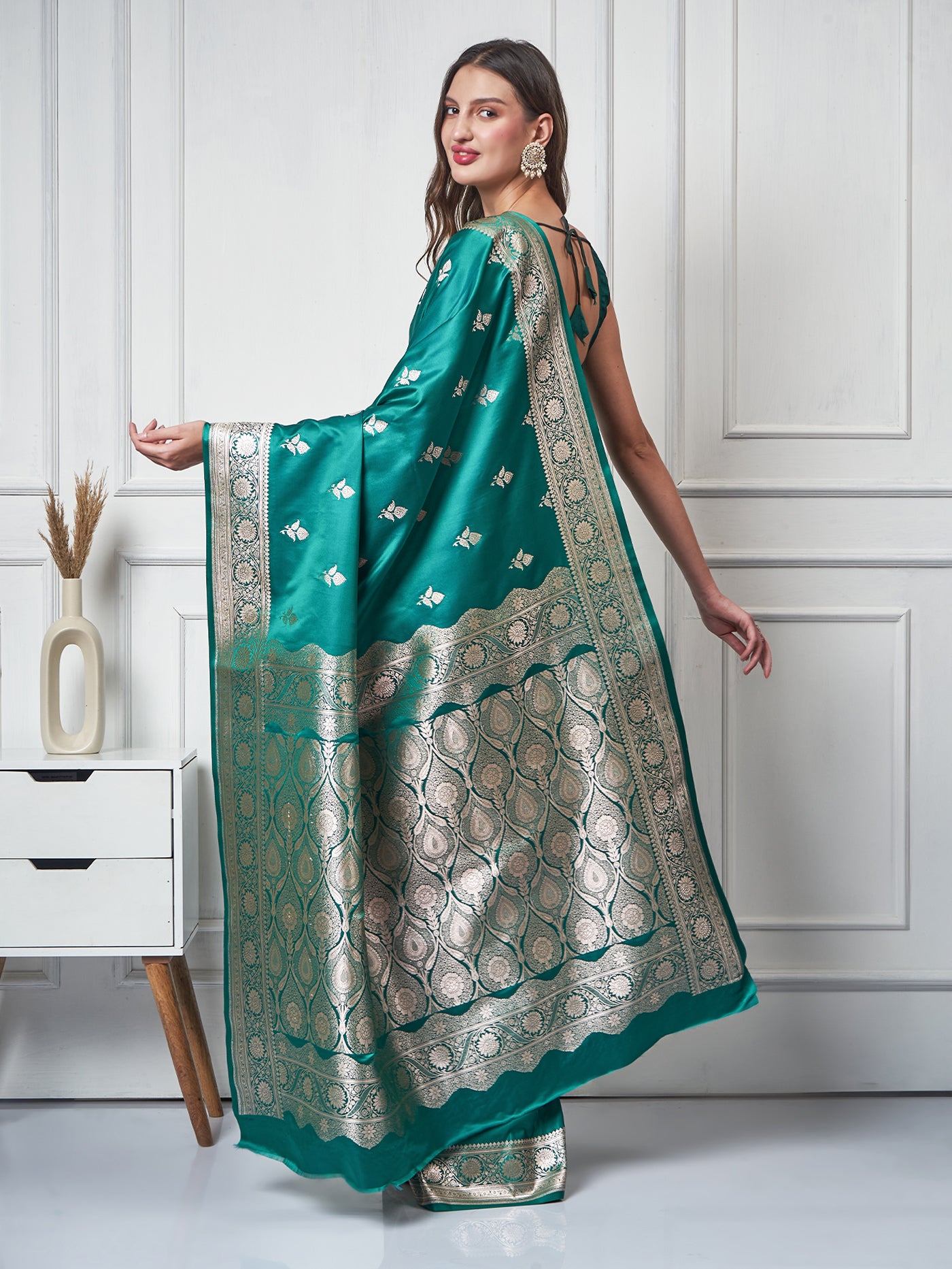 Mehr – Teal Gold Saree - ZahratSaree