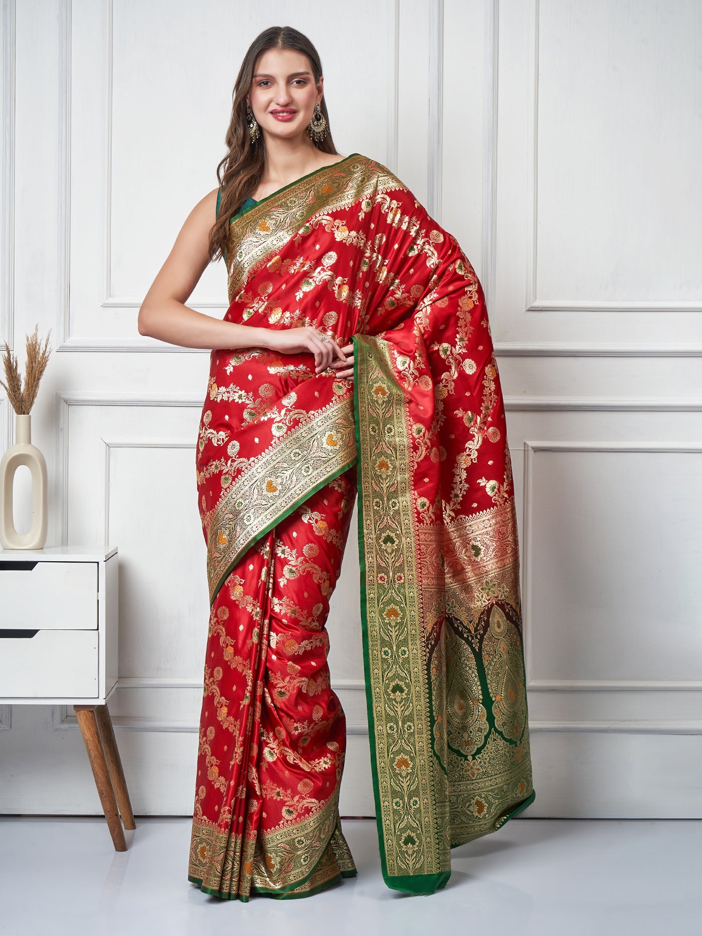 Surkhru - Ruby Splendor Saree - ZahratSaree