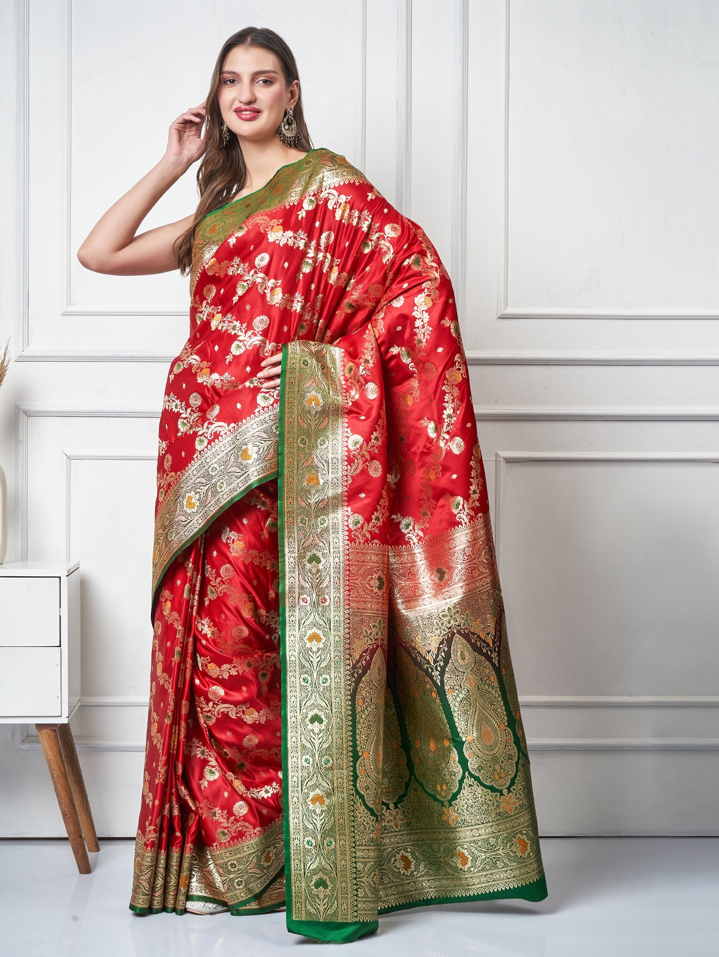Surkhru - Ruby Splendor Saree - ZahratSaree