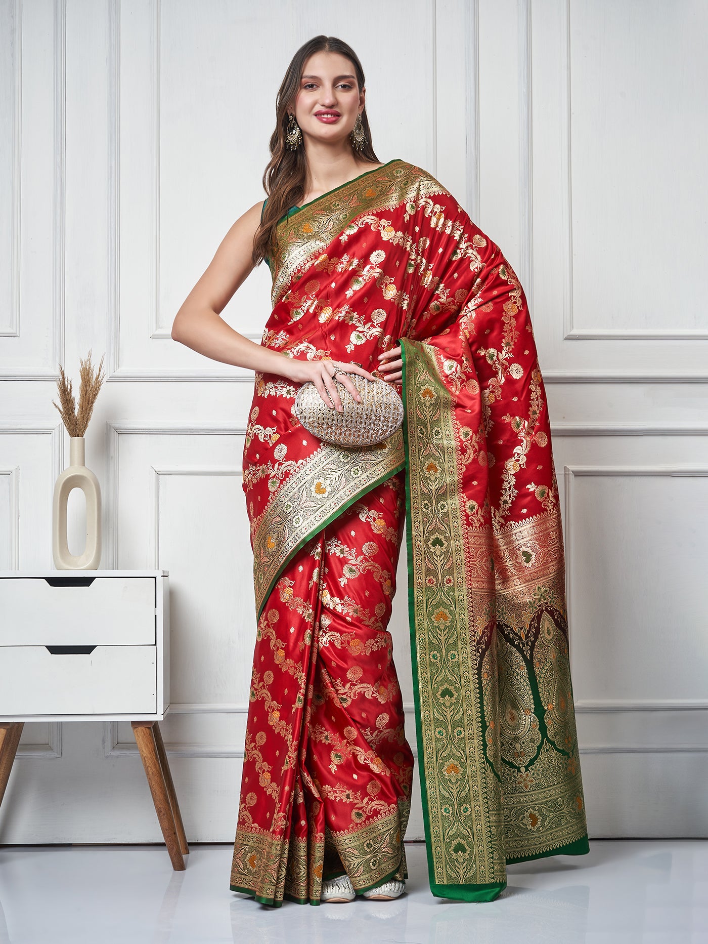 Surkhru - Ruby Splendor Saree - ZahratSaree