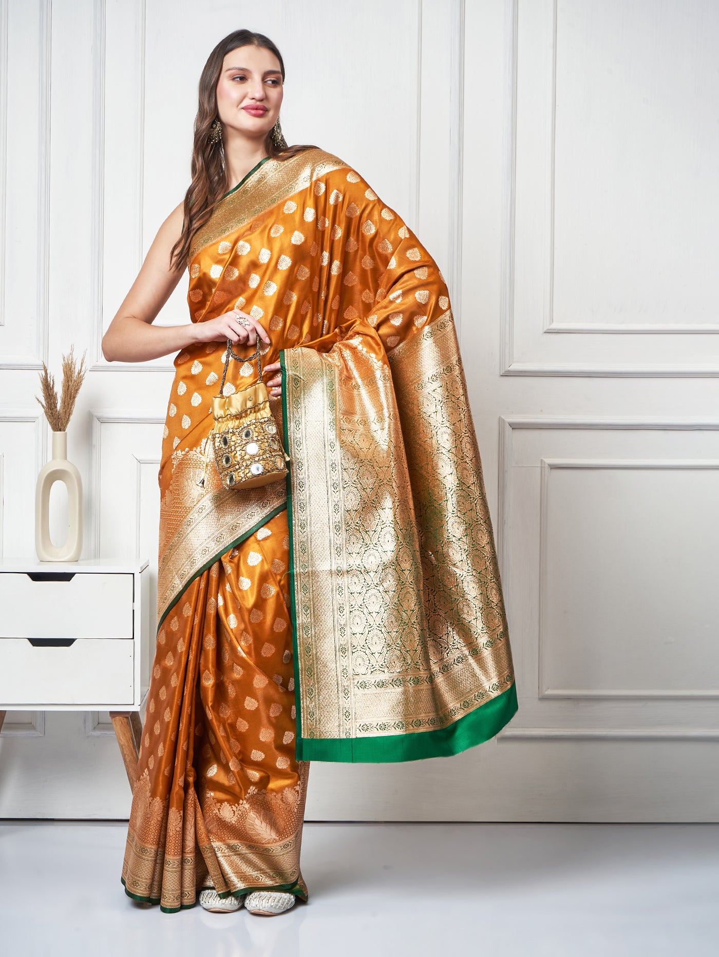 Mehrika – Golden Mustard Saree - ZahratSaree