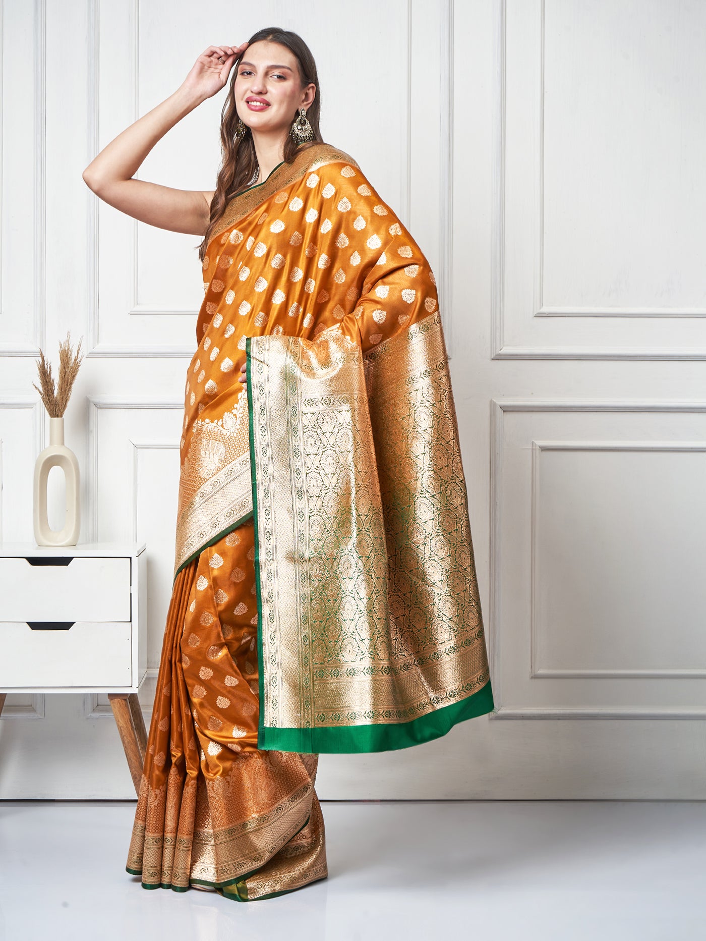 Mehrika – Golden Mustard Saree - ZahratSaree