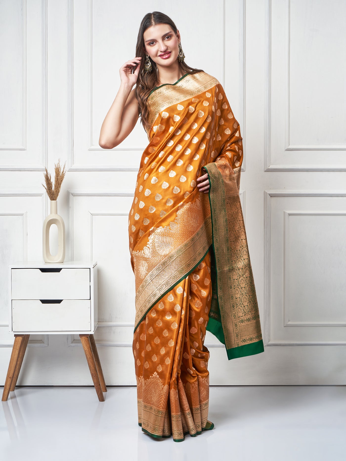 Mehrika – Golden Mustard Saree - ZahratSaree