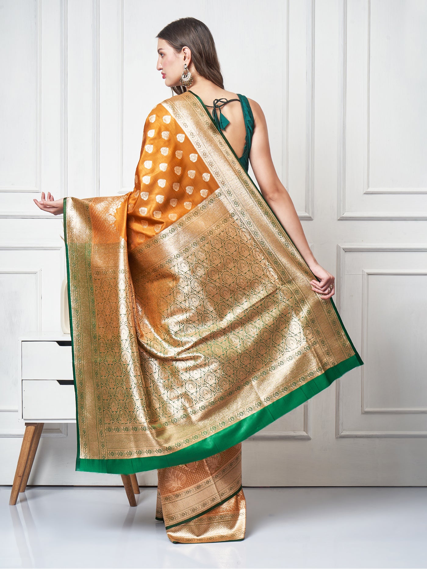 Mehrika – Golden Mustard Saree - ZahratSaree
