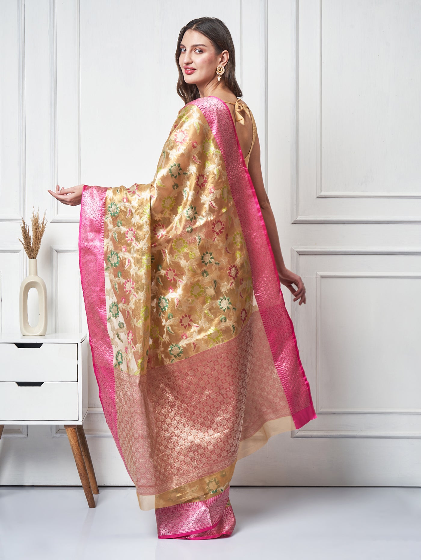 Nashwah — Blush Gold Saree - ZahratSaree