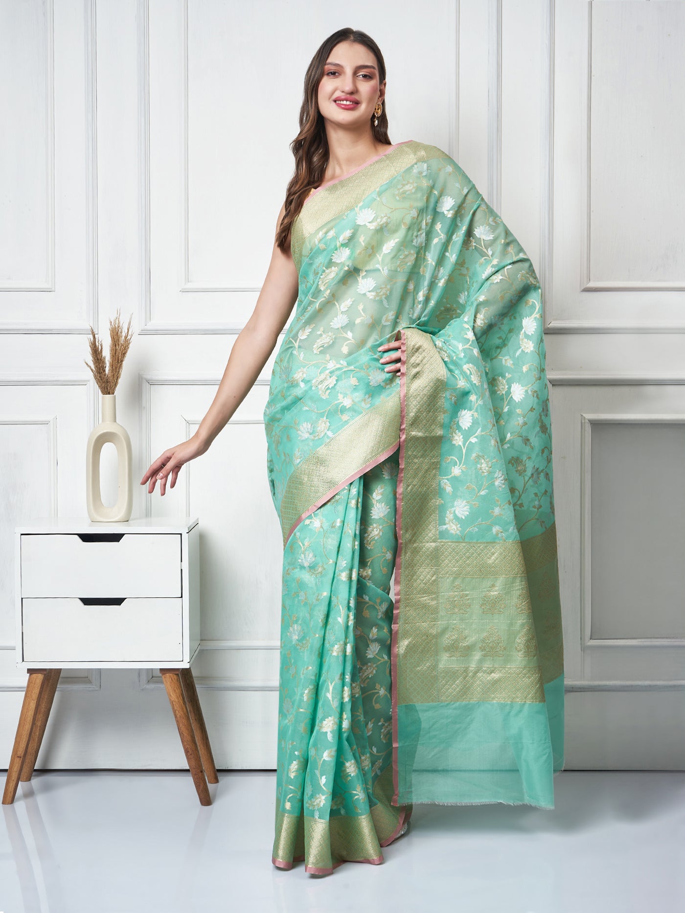 Mehrunissa — Mint Glow Saree - ZahratSaree