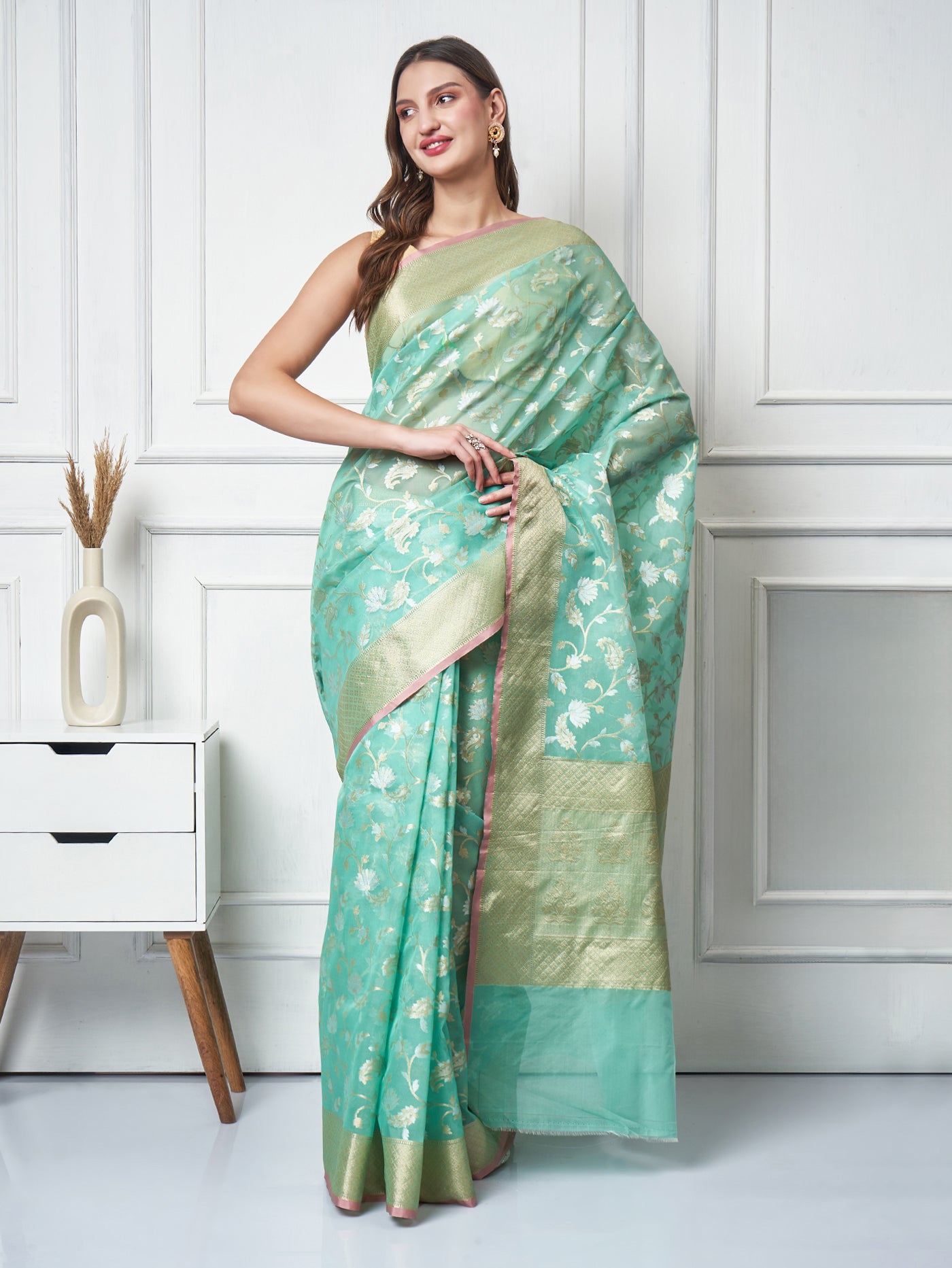 Mehrunissa — Mint Glow Saree - ZahratSaree