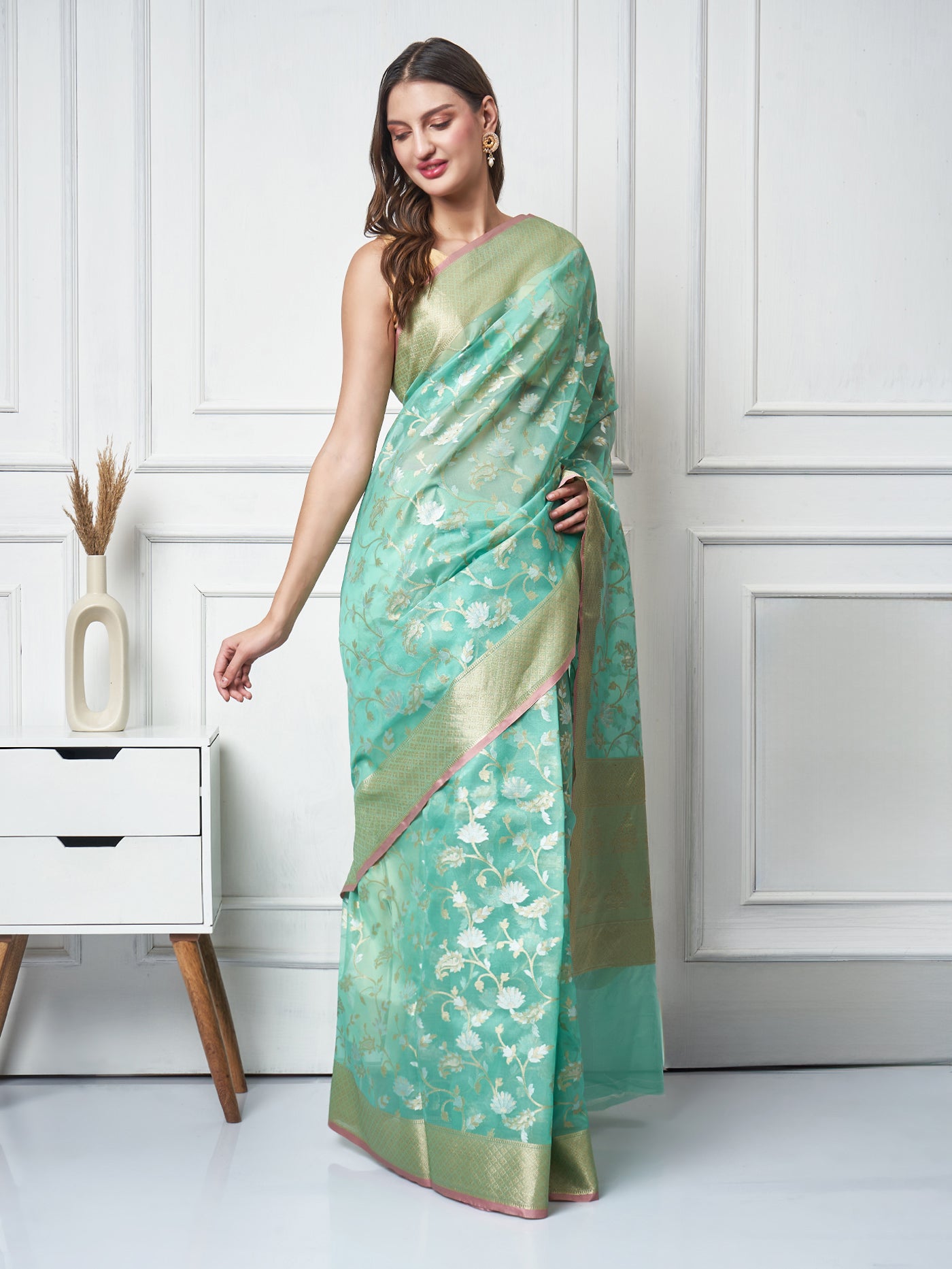 Mehrunissa — Mint Glow Saree - ZahratSaree