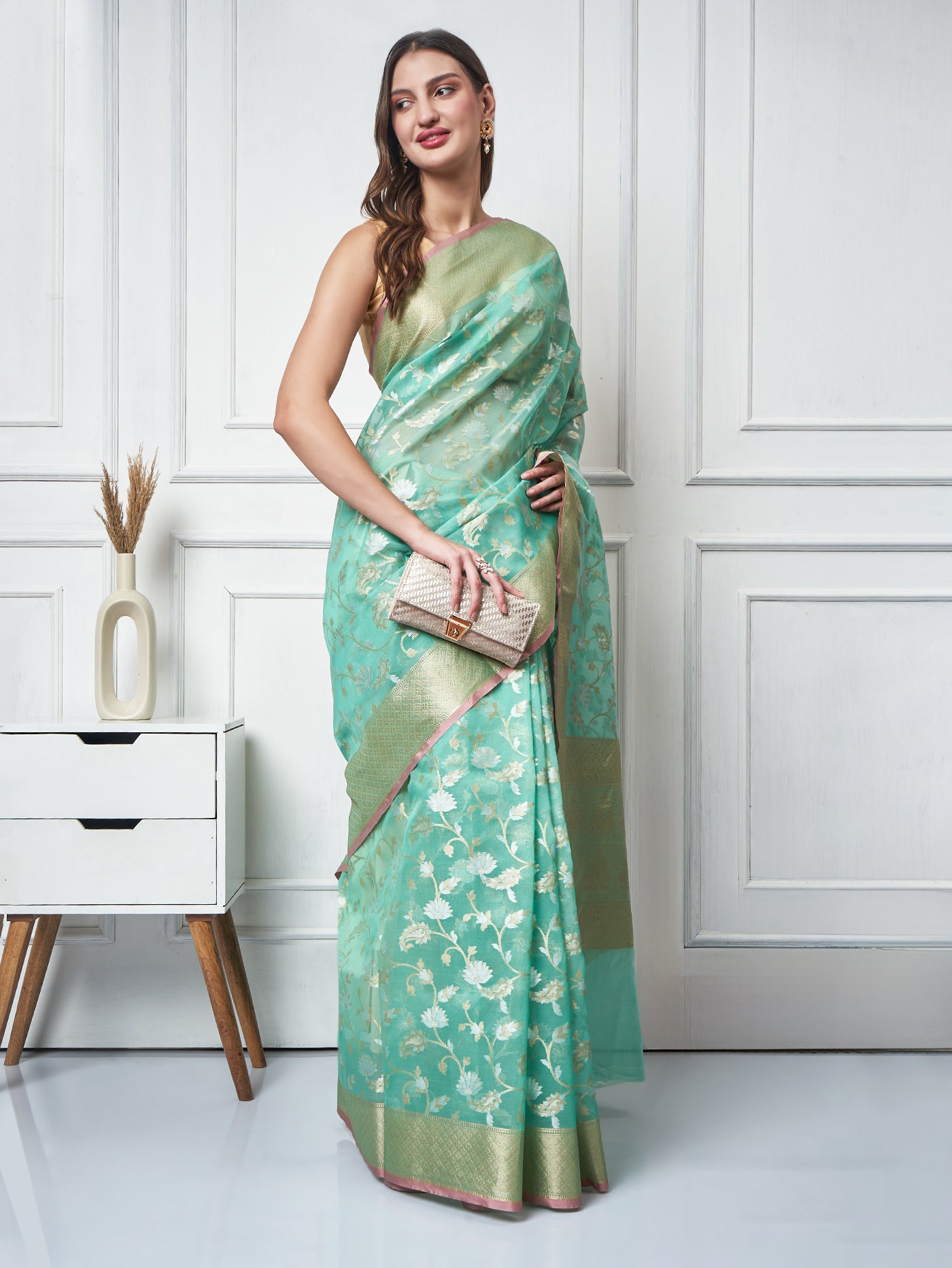Mehrunissa — Mint Glow Saree - ZahratSaree