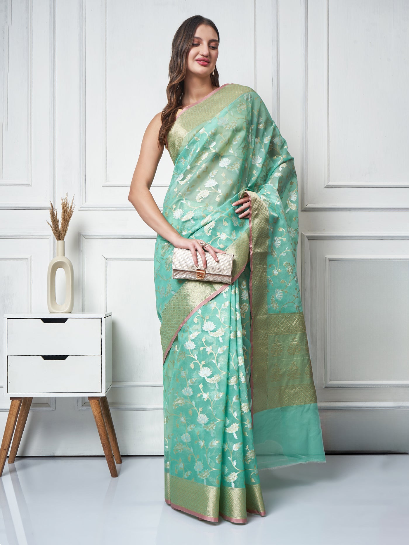 Mehrunissa — Mint Glow Saree - ZahratSaree