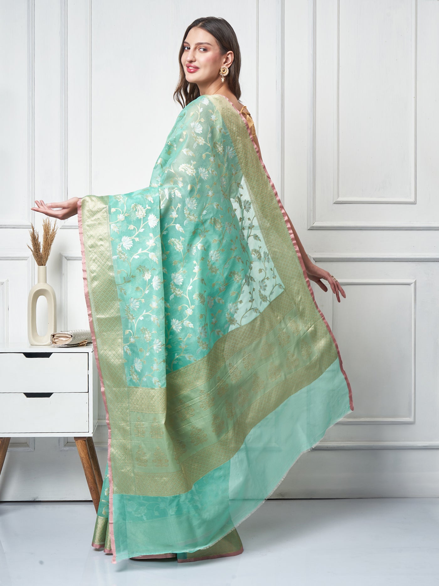 Mehrunissa — Mint Glow Saree - ZahratSaree