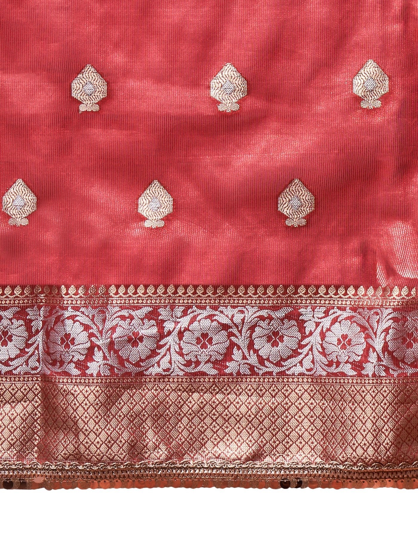 Suroor — Copper Red Crushed Tissue Saree - ZahratSaree