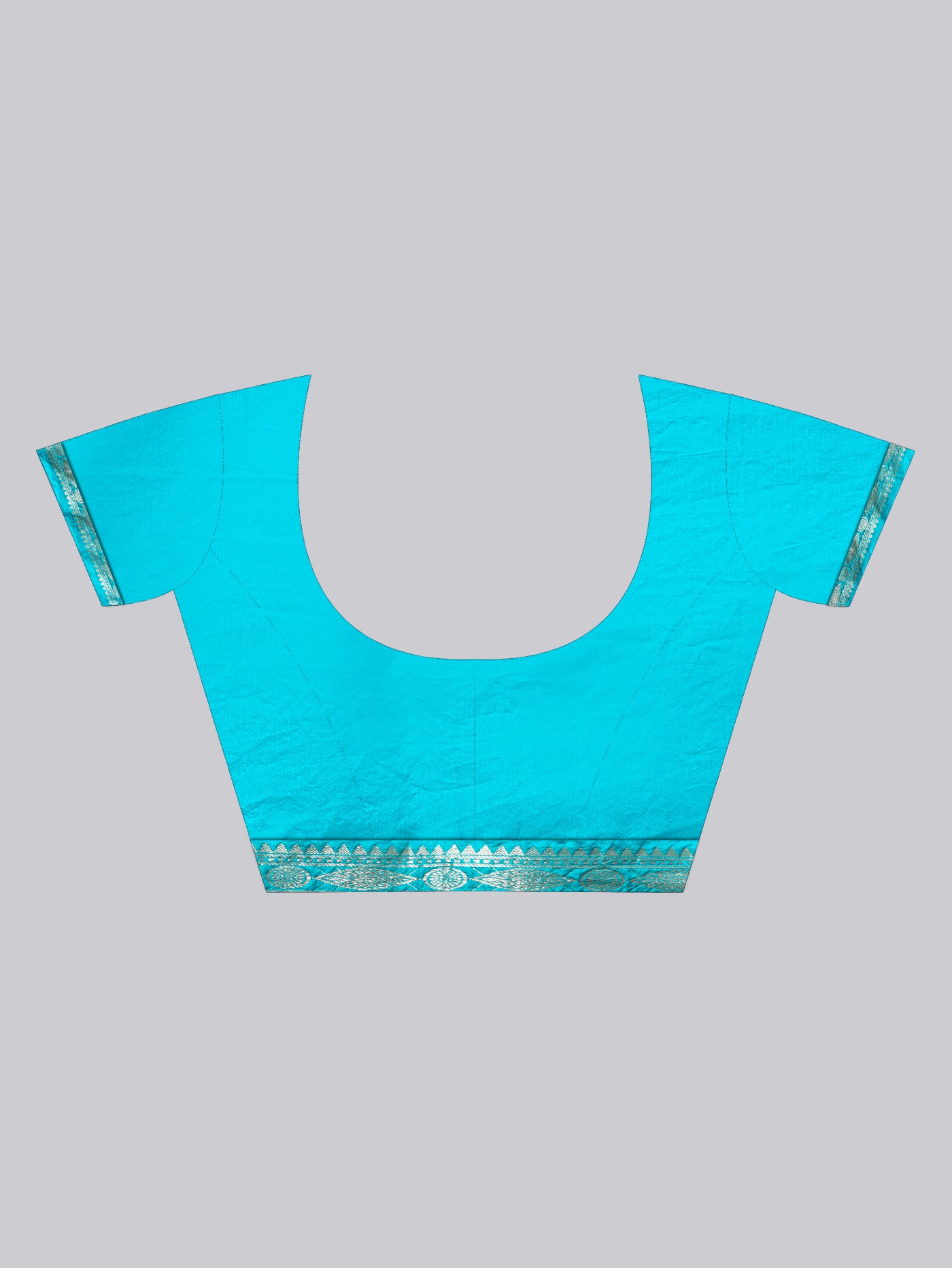 Taruja - Striped Sky blue silk blend saree with silver zari border - ZahratSaree