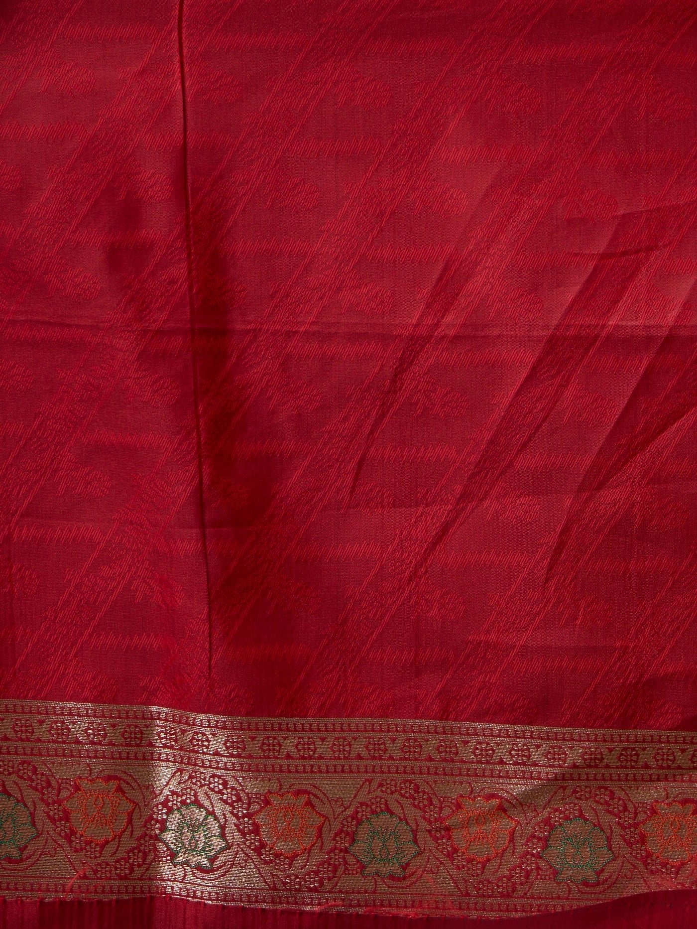Rangreza – Red Rangkat Saree with Multicolor Patterns & Gold Zari - ZahratSaree
