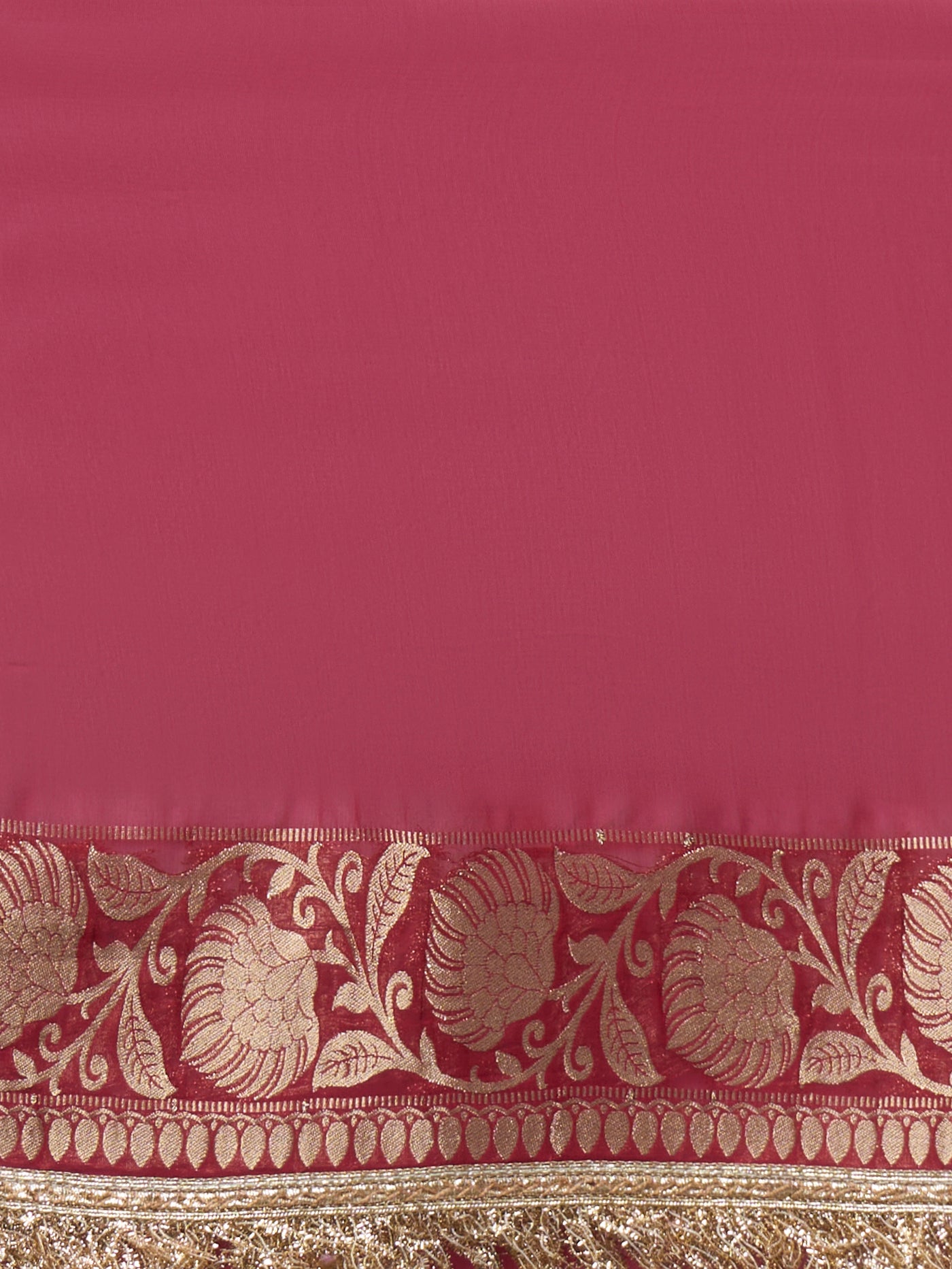 Rang - e - Mehfil – Soft Peach Chiffon Saree with Gold & Maroon Floral Zari - ZahratSaree