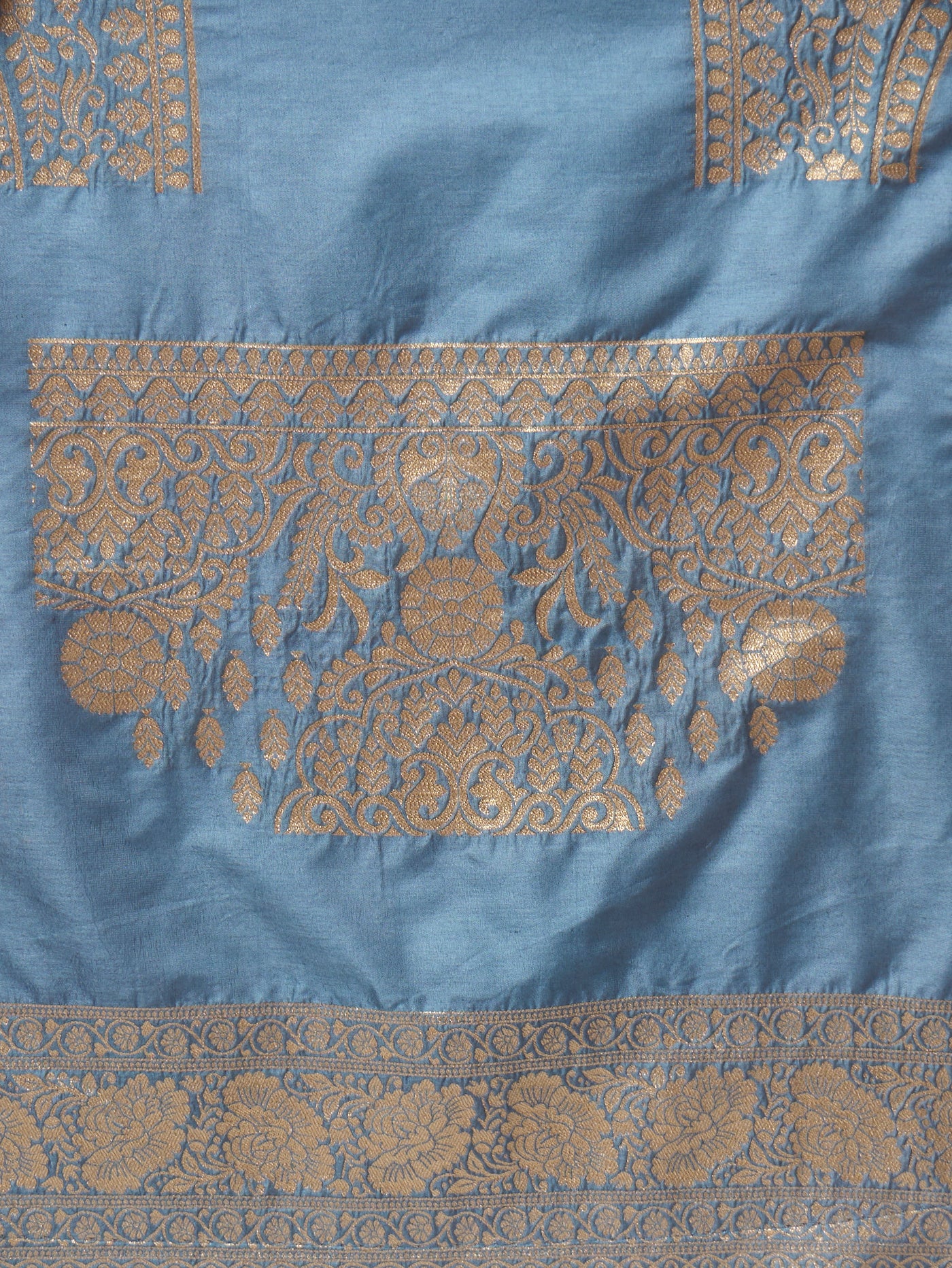 Neerja - Light blue silk blend saree with floral meenakari & delicate zari - ZahratSaree