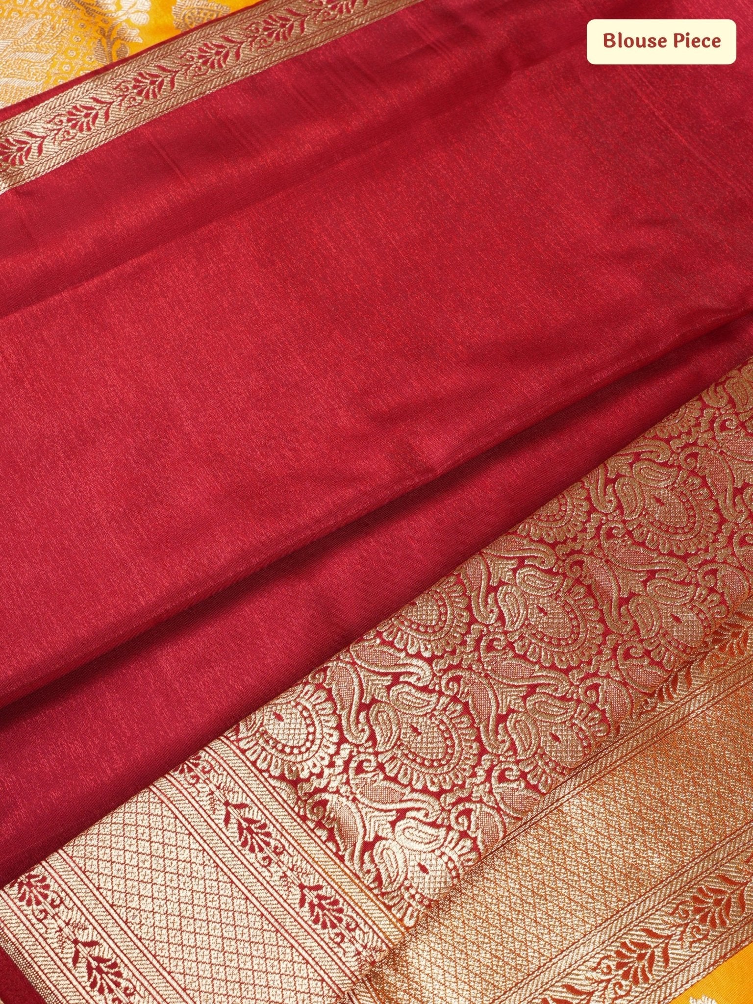 Svara – Sunlit Yellow Saree with Crimson Zari - ZahratSaree